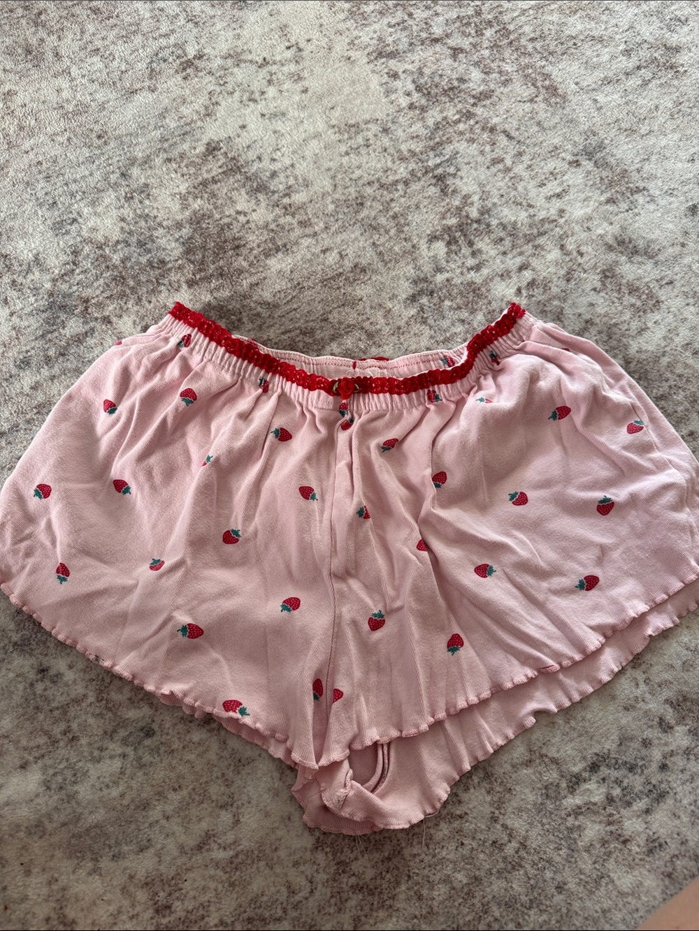 Pink Strawberry-Print Women’s Sleep Shorts